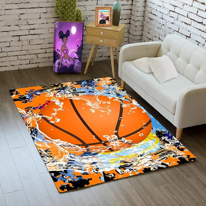 Basketball Rug for Boys Bedroom - Sports Rug for Boys Bedroom Kids Carpet, Basketball Carpet for Playroom Living Room Floor Mats Indoor Outdoor, 2x3 Feet