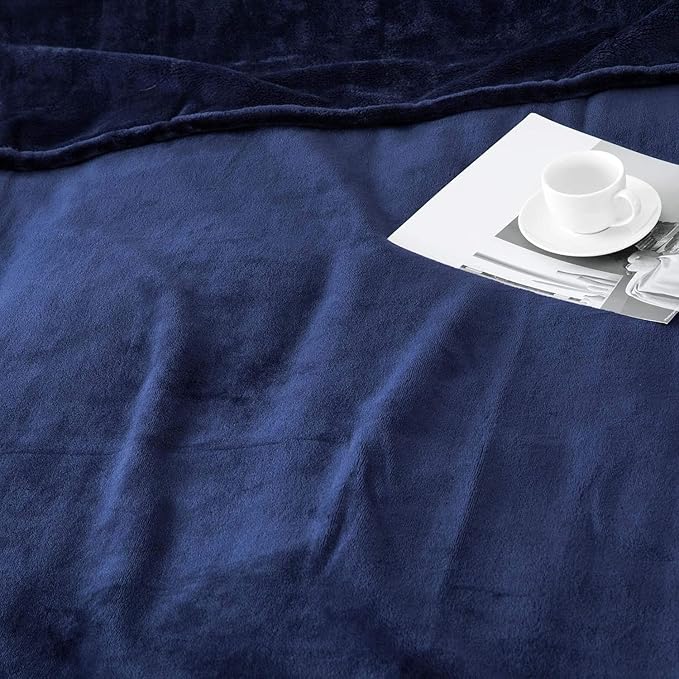 IR Imperial Rooms Fleece Blanket - Super Soft Fluffy Throw Blanket for Sofa and Bed - Warm and Cozy Lightweight 400 GSM Microfiber Bed Throws Blankets, 50 x 60 Inches (Throw/Travel, Navy)