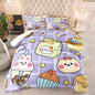 QOOMO Kawaii Bear Comforter Set for Kids Teens Girls Women,Cute Bear Kids Bedding Set,1 Comforter with 2 Pillowcase, Microfiber 3 Piece Bedding Set,for All Seasons，Queen Size