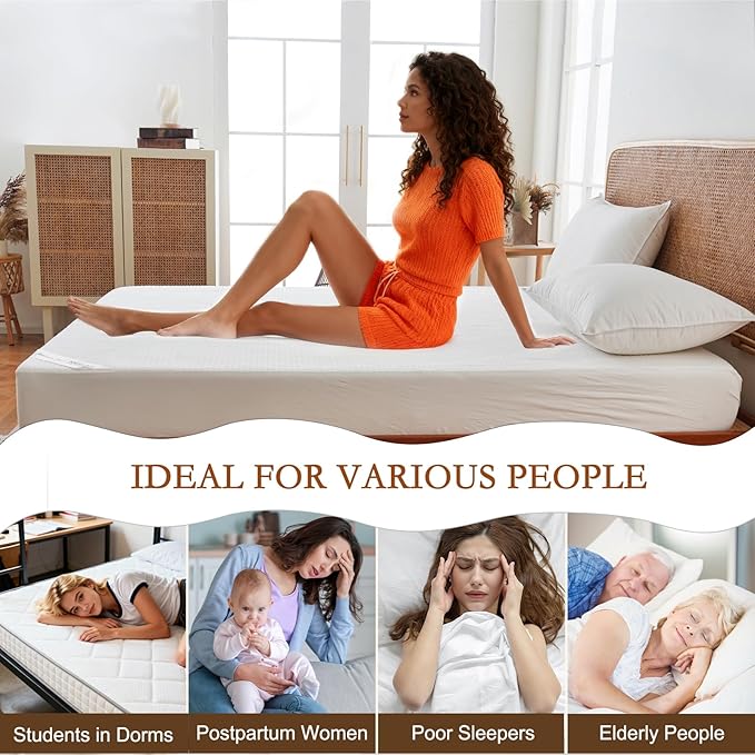 YOUR MOON Natural Wool Mattress Pad King – 200GSM Organic Australian Wool Mattress Topper, Quilted Fitted Mattress Bed Cover with 16" Deep Pocket, Hypoallergenic Cotton Cover (White)