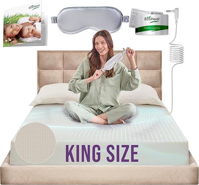 Earth Grounding Sheets King Size with 12% Silver Fiber & 4% Silk & 84% Cotton - Beige - SGS Quality Certified Grounded Well Bed Sheet - Conductive Fitted Sheet for Better Sleep