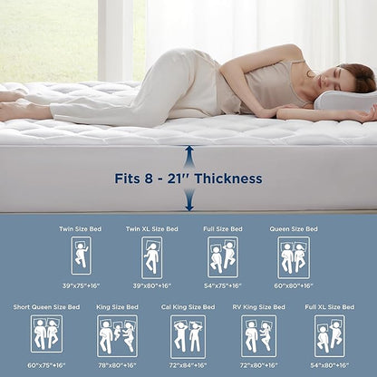 Bedsure California King Mattress Protector - Cal King Mattress Pad Topper with 8-21 Inches Deep Pocket, Quilted Fitted Soft Bed Cover Padded, White, 72x84 Inches