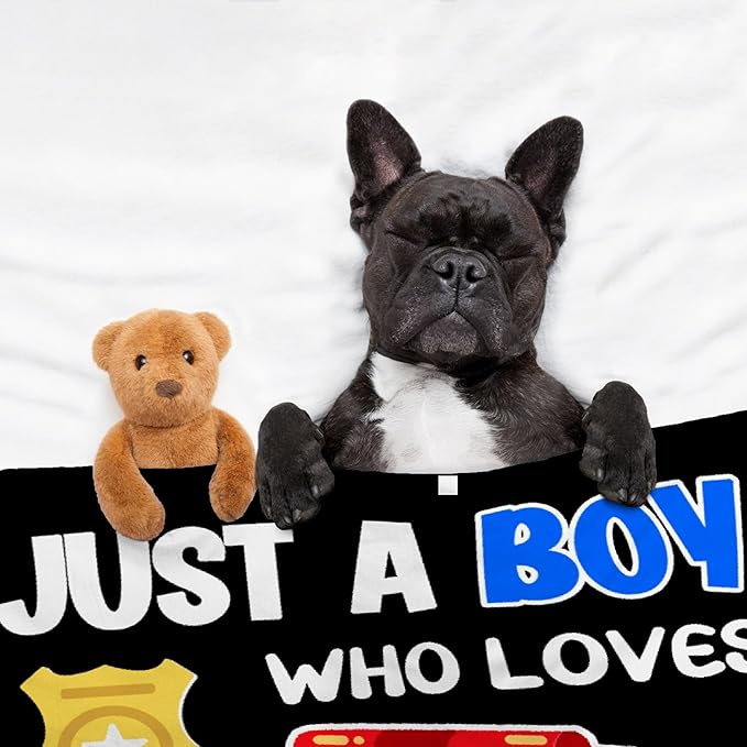 Police Car Blanket for Boys Kids Child Toddler Soft Fleece Police Blanket Just A Boy Who Loves Police Car Throw Blanket for Couch Bed Sofa Decor Birthday Police Gifts 30"x40"-XS
