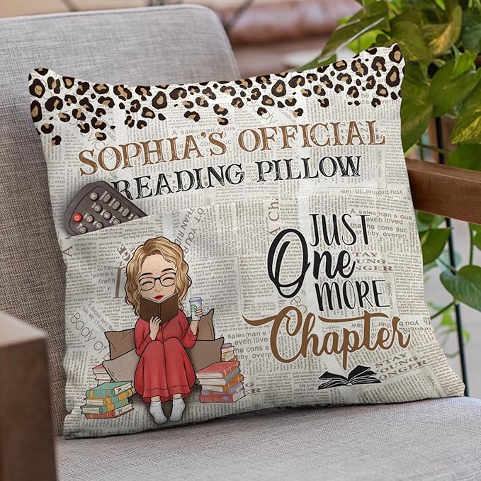 Pawfect House Just A Girl Who Loves Books, Personalized Pocket Pillow (Insert Included), Book Lover Gifts for Women, Bookworms, Christmas Birthday Gifts for Book Lovers, Best Friends, Besties