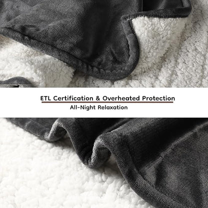 Electric Heated Blanket Full Size - 72"x84", Soft Flannel Heating Blanket, 10 Heating Levels, 1-12 H Auto Shut Off, Breathable Warm and Washable for Bed, Dark Grey