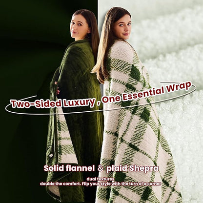 Heated Electric Blanket King Size - 100"x90" Flannel Heating Blanket with 10 Heating Levels & 5 Time Settings Over-Heat Protection, Winter Warmer for Adults with ETL Certification（Green）