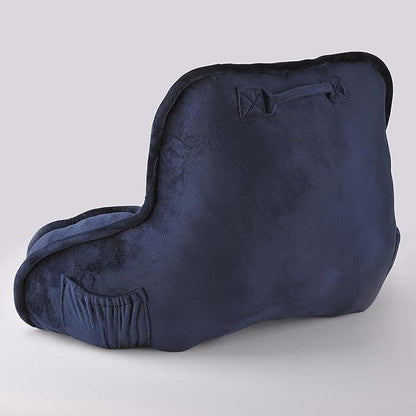 Home Soft Things Super Soft Bedrest Reading Pillow, Lounger Backrest Pillow for Sitting in Bed with Arms Pockets, 20" x 18" x 17", Navy