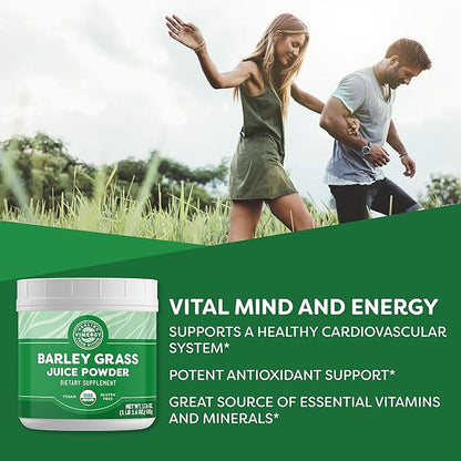 Vimergy Barley Grass Juice Powder Dietary Supplement - 0.8g per Serving (625 Servings) – Clean Superfood Formula – Promotes Cardiovascular Health* – Organic, Vegan & Gluten-Free – Value Size 500g