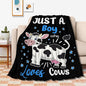 Just A Boy Who Loves Cows Blanket Soft Blankets and Throws Flannel Cozy Lightweight Quilt Gift Perfect for Bed Sofa Couch-80 x60 Large for Adult