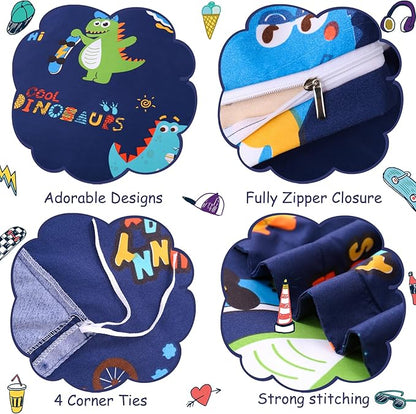 JSD Sports Dinosaur Kids Duvet Cover Set Queen Size, 3 Piece Cute Printed Microfiber Comforter Cover with Pillow Shams Zipper Closure, Comforter Not Included