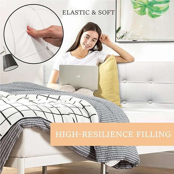 BCU White Headboard Pillow King Size Upholstered Large Bolster Wedge Pillow Headboard Back Rest Support Pillow with Side Pocket for King Size Bed