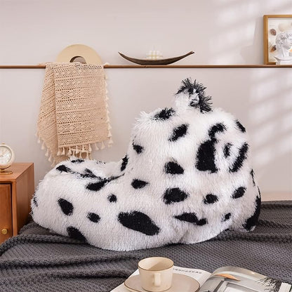 Aimuan Reading Pillow Bed Rest Pillow with Arms Plush Shaggy Fur Cushion for Adults Teens Incline Rest Sitting up & Sleeping Snoring Pillow with Pregnancy Lumbar Back Support (Standard, White-Black)