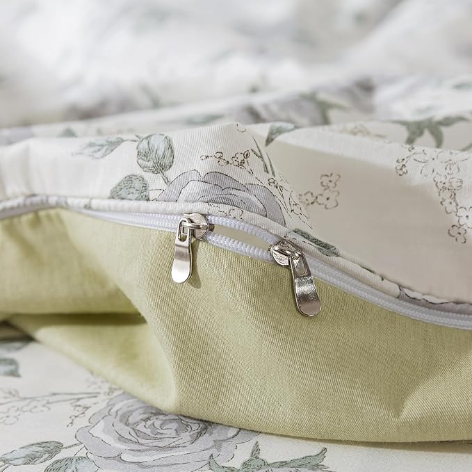 FADFAY Rose Duvet Cover Set Full Rustic Peony Floral Bedding Vintage Botanical Quilt Cover Set Shabby Farmhouse Bedding 100% Cotton Soft Comforter Cover with Hidden Zipper Closure 3Pcs, Full Size