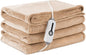 Electric Heated Blanket Twin Size 62×84, Breathable & Luxurious Flannel, Soft Warm Gift with Over-Heat Protection, 4 Heating Levels & 10 H Auto Shut Off, Machine Washable, Light Brown