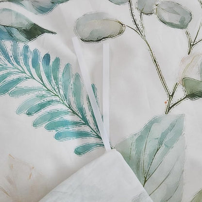 100% Cotton Duvet Cover King Size – Eucalyptus Botanical Print Green Floral Duvet Cover Set, 3-Piece Soft Breathable Natural Premium Cotton Bedding Set for All Seasons
