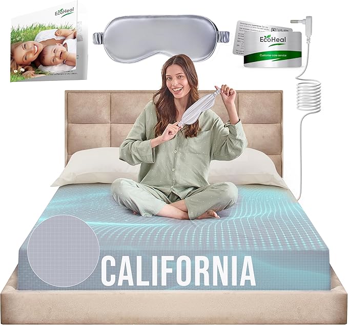 Earth Grounding Sheets California Size with 12% Silver Fiber & 4% Silk & 84% Cotton - Cloud Gray - SGS Quality Certified Grounded Well Bed Sheet - Conductive Fitted Sheet for Better Sleep