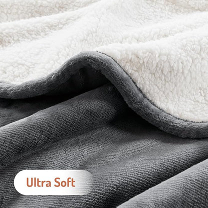 Degrees of Comfort Electric Heated Blanket Queen Size with Dual Control - Soft Flannel Heating Blankets with 6 Heat Settings, 10-Hour Auto Shut-Off, Overheat Protection, ETL Certified - 84x90'', Grey