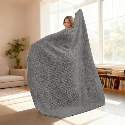 Electric Heated Blanket Full Size 72"×84" with 6 Heating Levels & 1-10Hs Auto Off, Heating Blanket Double Sided Plush Sherpa, Fast Heating, Machine Washable for Christmas Gift - Light Gray