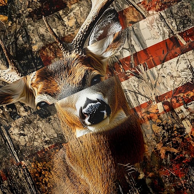 Deer Twin Duvet Cover Sets,Deer and American Flag Bedding Sets for Hunter Bedroom Decor, 1 Duvet Cover 2 Pillowcases Comforter Cover for Adult Teen boy,Twin