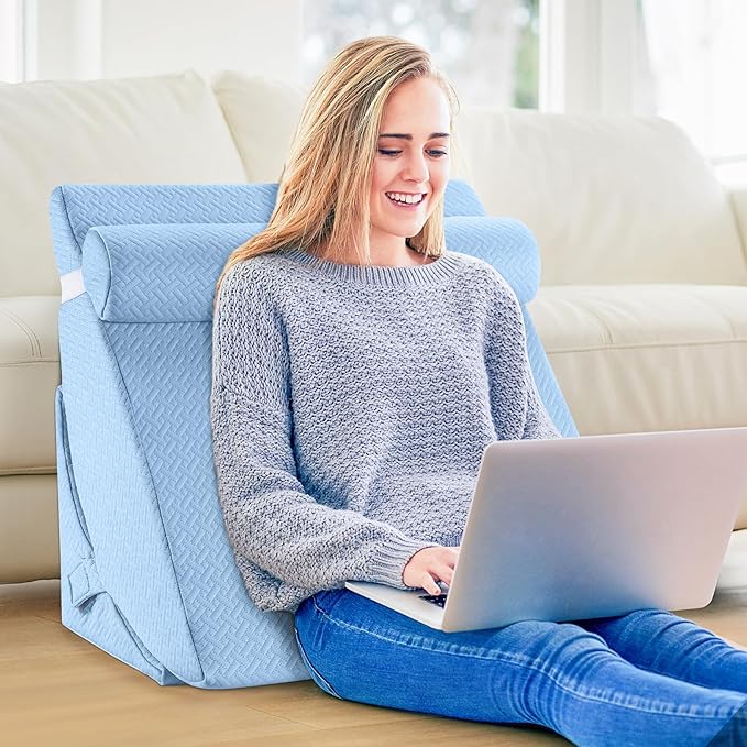 Bed Wedge Pillow for Sleeping, Adjustable Wedge Pillow Set for After Surgery, Elevated Triangle Pillow for Acid Reflux and Back Pain Relief, Post Surgery, Sleep Apnea, Back Suppor