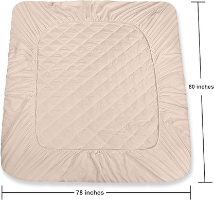 Utopia Bedding Quilted Fitted Mattress Pad, King Size, Elastic Fitted Mattress Topper Protector and Cover with Deep Pocket Stretches up to 16 Inches, Machine Washable (Beige)