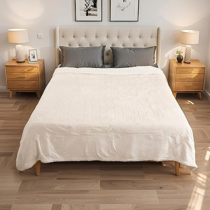 Electric Heated Blanket Full Size 72"x84", Soft Flannel with Overheat Protection, 6 Adjustable Heat Settings & 10-Hour Auto-Off Timer, Fast Heating for Winter Comfort, White