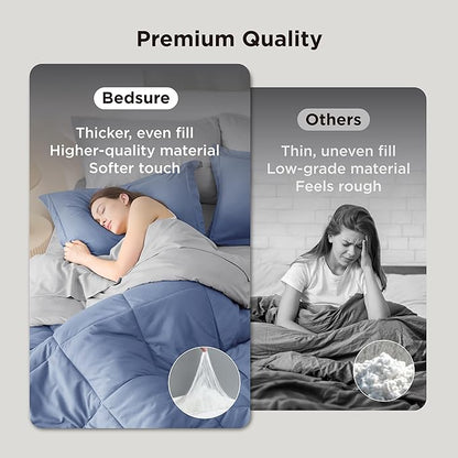 Bedsure King Size Comforter Set - 7 Pieces Reversible Infinity Blue Bedding, King Size Bed Set for All Seasons, Bed in a Bag with Down Alternative Comforter, Sheets, Pillowcases & Shams