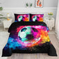 Kids Comforter Set Flame Soccer Printed Pattern Bedding Set with 1 Comforter and 2 Pillowcases for Girls Boys Bedroom All Season(Flame SoccerQueen)