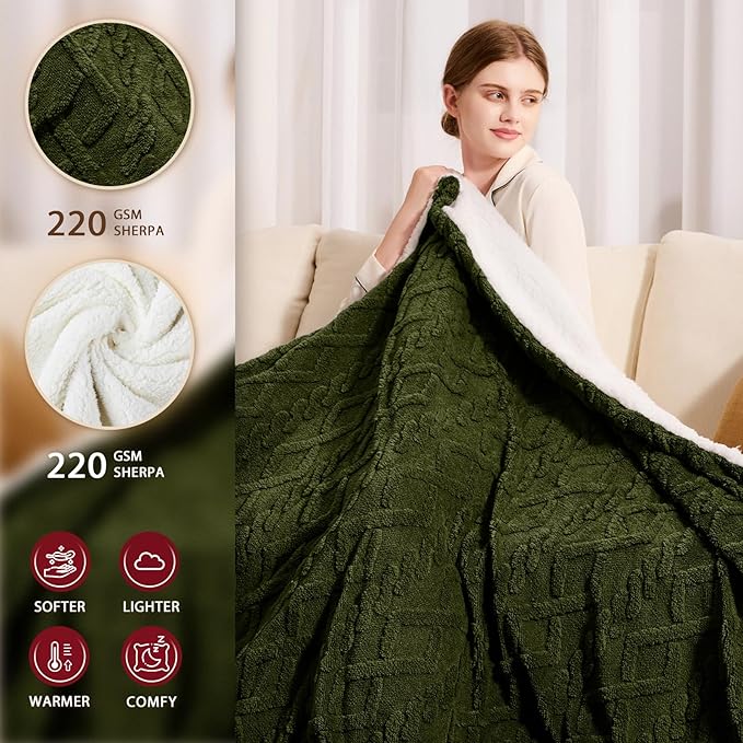 Heated Electric Blanket King Size-100"x90" Heating Blanket with 10 Heating Levels & 5 Time Settings Over-Heat Protection，Winter Warmer for Adults with ETL Certification（Green）