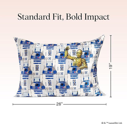 Kitsch x Star Wars R2-D2 & C-3PO Satin Pillowcase | Satin Pillowcase with Zipper, Better Than Silk Pillowcase | Frizz-Reducing Pillow Case for Hair & Skin Care, Cooling & Breathable - Standard