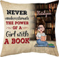 Hyturtle Personalized Book Pillow (Insert Included) Gifts for Girl Women - Book Lover Gifts for Women - Birthday Gifts for Book Lovers Librarian - Custom Name Sofa Couch Cushion Home Decor Pillow