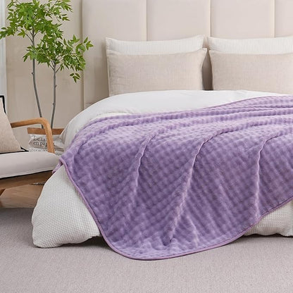 Waterproof Blanket for Bed Couch Sofa Car, Soft Leakproof Dog Blanket with 3D Bubble Pattern, Reversible Water Proof Pet Blankets for Dogs Cats Puppies (60"x80", Dusty Purple)
