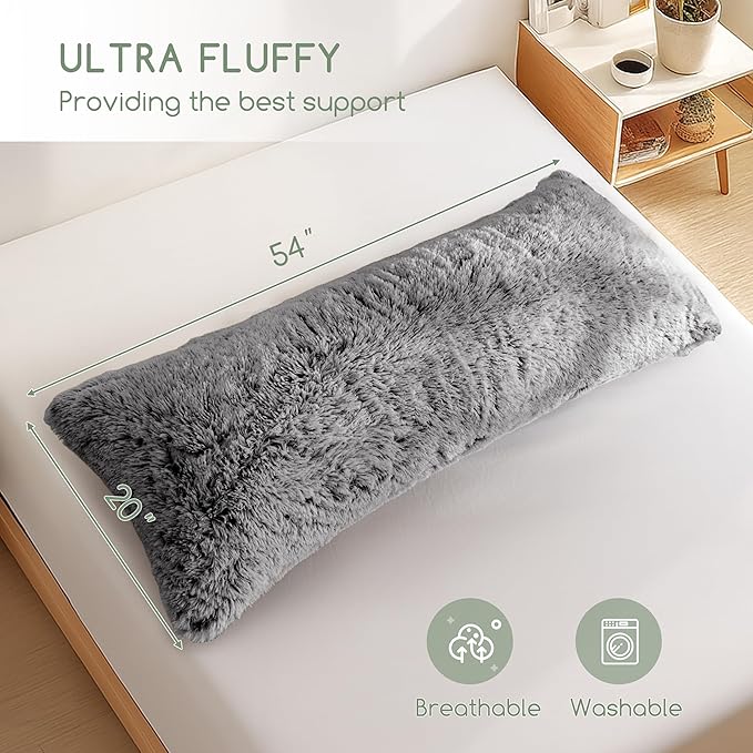 HIGOGOGO Body Pillow for Adults Extra Long Full Body Pillow with Removable Cover and Memory Foam Filling, for Side Sleepers and Pregnancy, Soft Support Pillow, Machine Washable (20x54 Inch)
