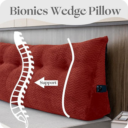 Large Bolster Triangular Headboard Wedge Backrest Positioning Support Bed Rest Reading Pillows Headboard Wedge Pillows for Day Bed with Removable Cover