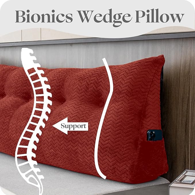 Large Bolster Triangular Headboard Wedge Backrest Positioning Support Bed Rest Reading Pillows Headboard Wedge Pillows for Day Bed with Removable Cover