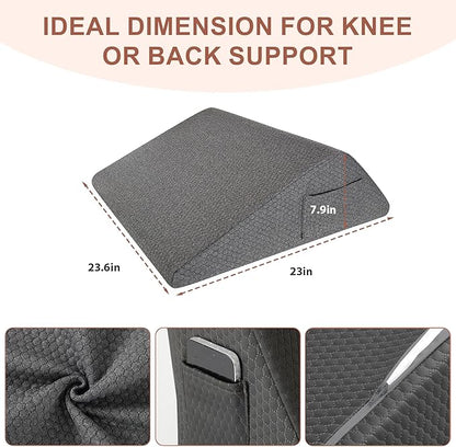 Knee Wedge Pillow, Memory Foam Leg Pillow Bed Wedge for Sleeping, Post Surgery Triangle Pillow Wedge for Knee Support, Leg Elevation, Knees Hip Back Pain Relief (23.6" x 23" x 7.9", Large Size, Black)