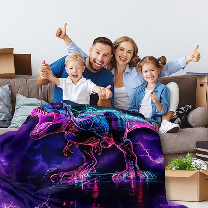 Boys Blanket Dinosaur Blankets for Boys Teens Gift for Son Grandson, Cozy 60 x 50 Inches Flannel Throws for Bed Living Room Garden Sofa