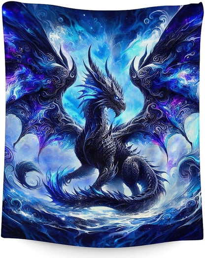 Dragon Blanket Gifts - 60 x 80 Inches Twin Size Soft Fuzzy Plush Throws for Adults, Men - Boys Throw Blanket Room Decor for Bed, Couch