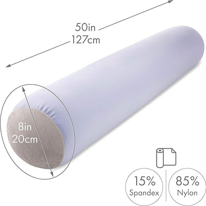 Straight Body Pillow, Full Size Premium Microbead,Side Sleeping/Maternity Pregnant Women, Supportive,Fluffy, Breathable, Cooling, 85/15 Spandex/Nylon Silky Feel Anti-Aging - 48 X 8 - Silver Mist
