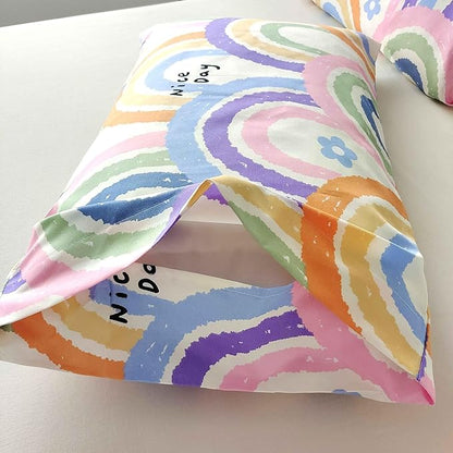 SDIII 3PCS Rainbow Comforter Set Full, Soft Microfiber Lightweight Rainbow Comforter Full, Cute Colorful Bedding Quilt Set for Girls Boys Kids Teens