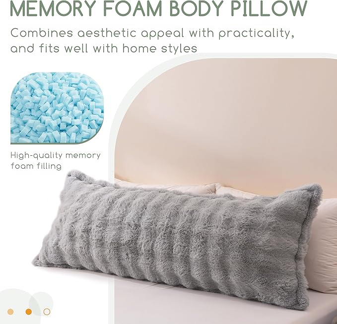 HIGOGOGO Memory Foam Body Pillow, Extra-Long Bed Pillow for Adults, Thickened Full Body Pillow with Removable Pillow Cover(20x54 Inch)