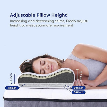 Ecosa Adjustable Memory Foam Pillow, Travel Pillows for Sleeping, Cervical Neck Pillow for Sleeping, Soft Memory Foam Pillows for Side Sleepers, Side Sleeper Pillow for Shoulder Pain