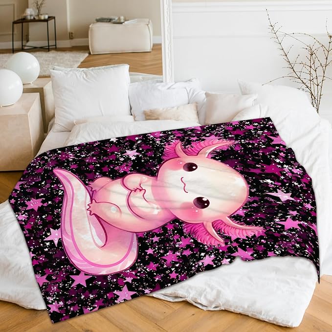Kids Blanket for Girls Cute Animal Theme Gift, Pink Cozy Soft 60 x 50 Inches Flannel Throws for Bed Travel Sofa Couch Living Room Decor