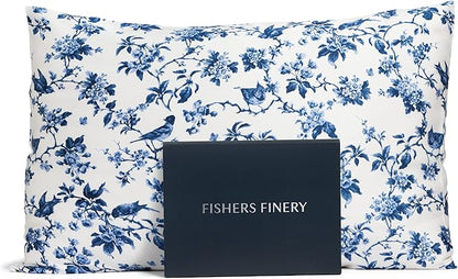 Fishers Finery 25mm 100% Pure Mulberry Silk Pillowcase (Tea Cup Print, Standard)
