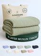 Cloud Scape Linen Extra Large 8 Layer Muslin Throw Blanket - 100% Cotton Gauze, Soft and Breathable, Winter Blanket for Couch, Sofa and Bed, Idea, 50x70, Sage Green