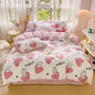 AOJIM Pink Duvet Cover Set Pure Cotton, 1 Rabbit Comforter Cover and 2 Pillowcases, Soft Lightweight Bed Set Queen Size, Quilt Cover for Room Decor (No Comforter)