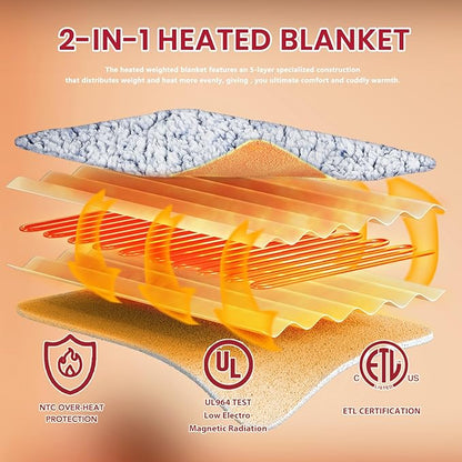 Heated Electric Blanket Queen Size - 84"x90" Flannel Heating Blanket with 10 Heating Levels & 5 Time Settings Over-Heat Protection, Winter Warmer for Adults with ETL Certification（Grey）