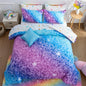A Nice Night 6Pcs Gradient Abstract Art Grid Mosaic Geometric Bedding Set for Girls, Colorful Rainbow Galaxy Comforter Set, Ultra Soft Bedding Sets (PinkBlue,Full 6Pcs)