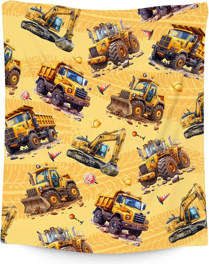 Toddler Blanket for Boys - Construction Truck Gifts for Kids - Excavator Fleece Small Throws for Nap (30"x40")