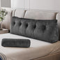 Z-hom Queen Size Wedge Headboard Pillow with 2 Roll Cushions, Large Reading Pillow for Bed Sitting Up, Triangular Backrest Cushion for Headboard, Supportive Pillow for Back Pain Relief, Grey